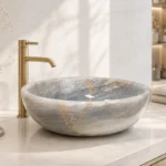Vasque Ronde en Pierre Naturelle Onyx Crystal Bleu N°2508