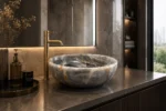 Vasque Ronde en Pierre Naturelle Onyx Gris Miel N°2509