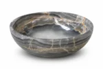 Vasque Ronde en Pierre Naturelle Onyx Gris Noire N°2506 - Image 2