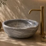 Vasque Ronde en Pierre Naturelle Onyx Gris N°2507