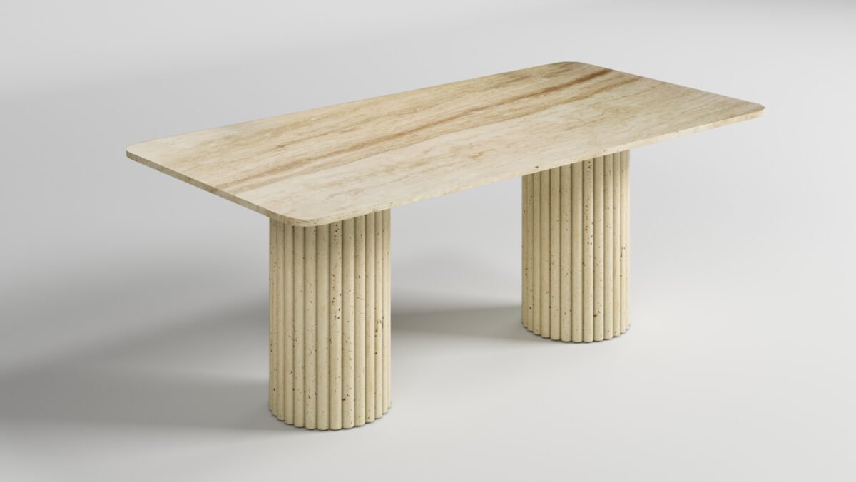 Table à manger Elaro en Travertin – Image 3