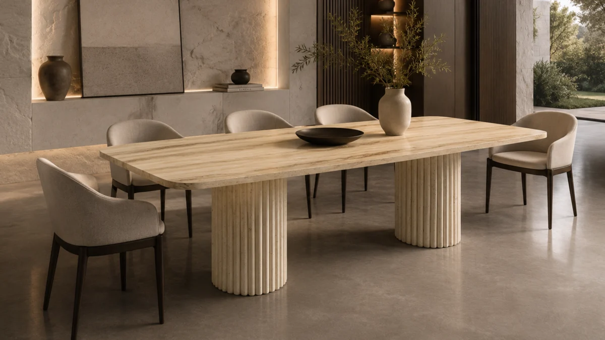 Table à manger Rango en Travertin – Image 1