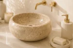 Vasque Ronde en Pierre Naturelle Marbre Beige N°S01