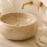 Vasque Ronde en Pierre Naturelle Marbre Beige N°S01