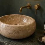 Vasque Ronde en Pierre Naturelle Marbre Beige N°S02
