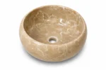 Vasque Ronde en Pierre Naturelle Marbre Beige N°S02 - Image 2