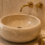 Vasque Ronde en Pierre Naturelle Marbre Beige N°S03