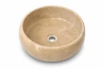 Vasque Ronde en Pierre Naturelle Marbre Beige N°S03 - Image 2