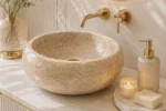 Vasque Ronde en Pierre Naturelle Marbre Beige N°S04