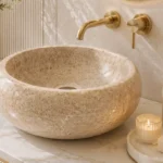 Vasque Ronde en Pierre Naturelle Marbre Beige N°S04
