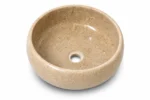 Vasque Ronde en Pierre Naturelle Marbre Beige N°S04 – Image 2