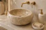 Vasque Ronde en Pierre Naturelle Marbre Beige N°S05