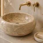 Vasque Ronde en Pierre Naturelle Marbre Beige N°S05