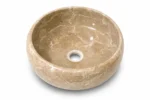 Vasque Ronde en Pierre Naturelle Marbre Beige N°S05 – Image 2