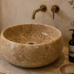 Vasque Ronde en Pierre Naturelle Marbre Beige N°S07
