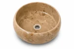 Vasque Ronde en Pierre Naturelle Marbre Beige N°S07 - Image 2
