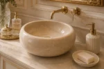Vasque Ronde en Pierre Naturelle Marbre Beige N°S08