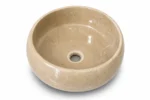 Vasque Ronde en Pierre Naturelle Marbre Beige N°S08 - Image 2