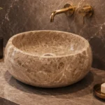Vasque Ronde en Pierre Naturelle Marbre Beige N°S09