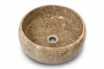 Vasque Ronde en Pierre Naturelle Marbre Beige N°S09 - Image 2
