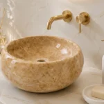 Vasque Ronde en Pierre Naturelle Marbre Beige N°S10
