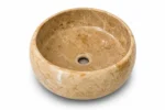 Vasque Ronde en Pierre Naturelle Marbre Beige N°S10 – Image 2