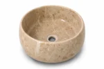 Vasque Ronde en Pierre Naturelle Marbre Beige N°S51 - Image 2