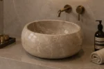 Vasque Ronde en Pierre Naturelle Marbre Beige N°S52