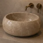 Vasque Ronde en Pierre Naturelle Marbre Beige N°S52