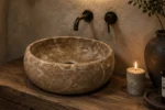 Vasque Ronde en Pierre Naturelle Marbre Beige N°S54
