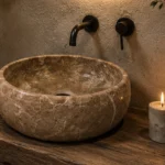 Vasque Ronde en Pierre Naturelle Marbre Beige N°S54