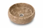 Vasque Ronde en Pierre Naturelle Marbre Beige N°S54 – Image 2
