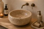 Vasque Ronde en Pierre Naturelle Marbre Beige N°S55