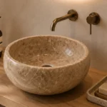 Vasque Ronde en Pierre Naturelle Marbre Beige N°S55