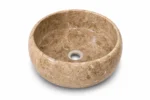 Vasque Ronde en Pierre Naturelle Marbre Beige N°S55 - Image 2