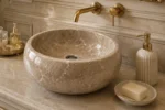 Vasque Ronde en Pierre Naturelle Marbre Beige N°S56