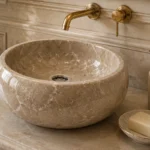 Vasque Ronde en Pierre Naturelle Marbre Beige N°S56