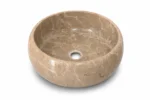 Vasque Ronde en Pierre Naturelle Marbre Beige N°S56 – Image 2
