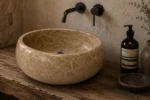 Vasque Ronde en Pierre Naturelle Marbre Beige N°S60