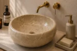 Vasque Ronde en Pierre Naturelle Marbre Beige N°S64