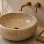 Vasque Ronde en Pierre Naturelle Marbre Beige N°S64
