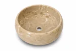 Vasque Ronde en Pierre Naturelle Marbre Beige N°S64 - Image 2