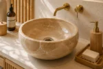Vasque Ronde en Pierre Naturelle Marbre Beige N°S65