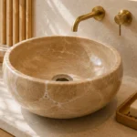 Vasque Ronde en Pierre Naturelle Marbre Beige N°S65