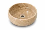 Vasque Ronde en Pierre Naturelle Marbre Beige N°S65 - Image 2