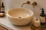 Vasque Ronde en Pierre Naturelle Marbre Beige N°S69