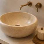 Vasque Ronde en Pierre Naturelle Marbre Beige N°S69