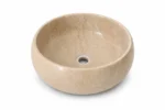 Vasque Ronde en Pierre Naturelle Marbre Beige N°S69 – Image 2