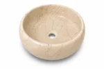 Vasque Ronde en Pierre Naturelle Marbre Creme N°S06 - Image 2