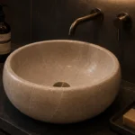 Vasque Ronde en Pierre Naturelle Marbre Creme N°S59